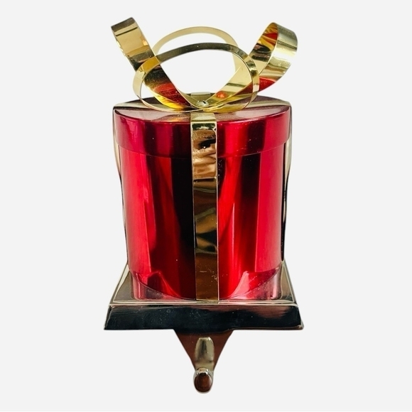 Christmas Stocking Holder Red Gold Gift Box Metal 
Stocking Hook Holiday Decor - Picture 3 of 5